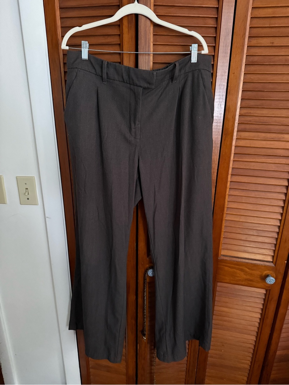 American Eagle Brown Wide Leg Trouser Pants Women’s 16 Long Stretch